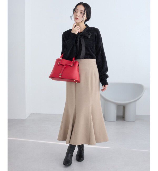 VIS「シアーボウタイリボン付きフェザーニットプルオーバー/2WAY・イージーケア」|ニット・セーター|