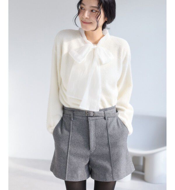 VIS「シアーボウタイリボン付きフェザーニットプルオーバー/2WAY・イージーケア」|ニット・セーター|