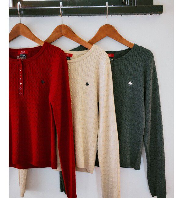 VIS「【POLO BCS】VIS別注ヘンリーネックミニケーブルニットトップス」|ニット・セーター|