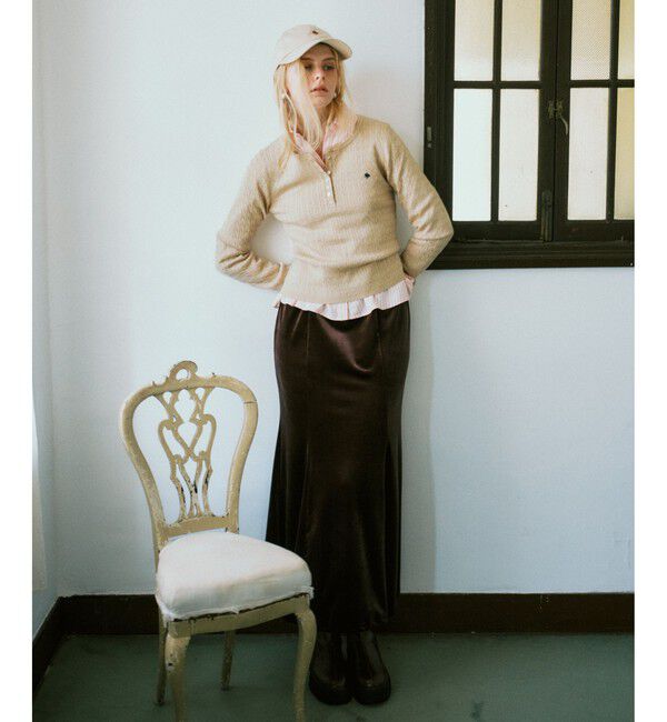 VIS「【POLO BCS】VIS別注ヘンリーネックミニケーブルニットトップス」|ニット・セーター|