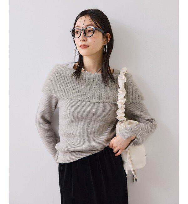 VIS「フェザーヤーンオフショルもちもちリブニット/イージーケア」|ニット・セーター|