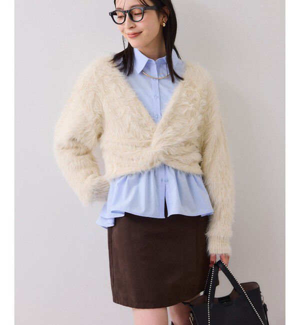 VIS「ねじりショートトップス付きロングニットワンピース/イージーケア」|ワンピース|