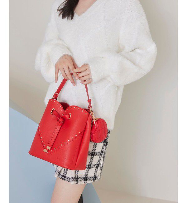 VIS「ラインストーン＆スタッズハートカットバッグ」|ショルダー・メッセンジャー|