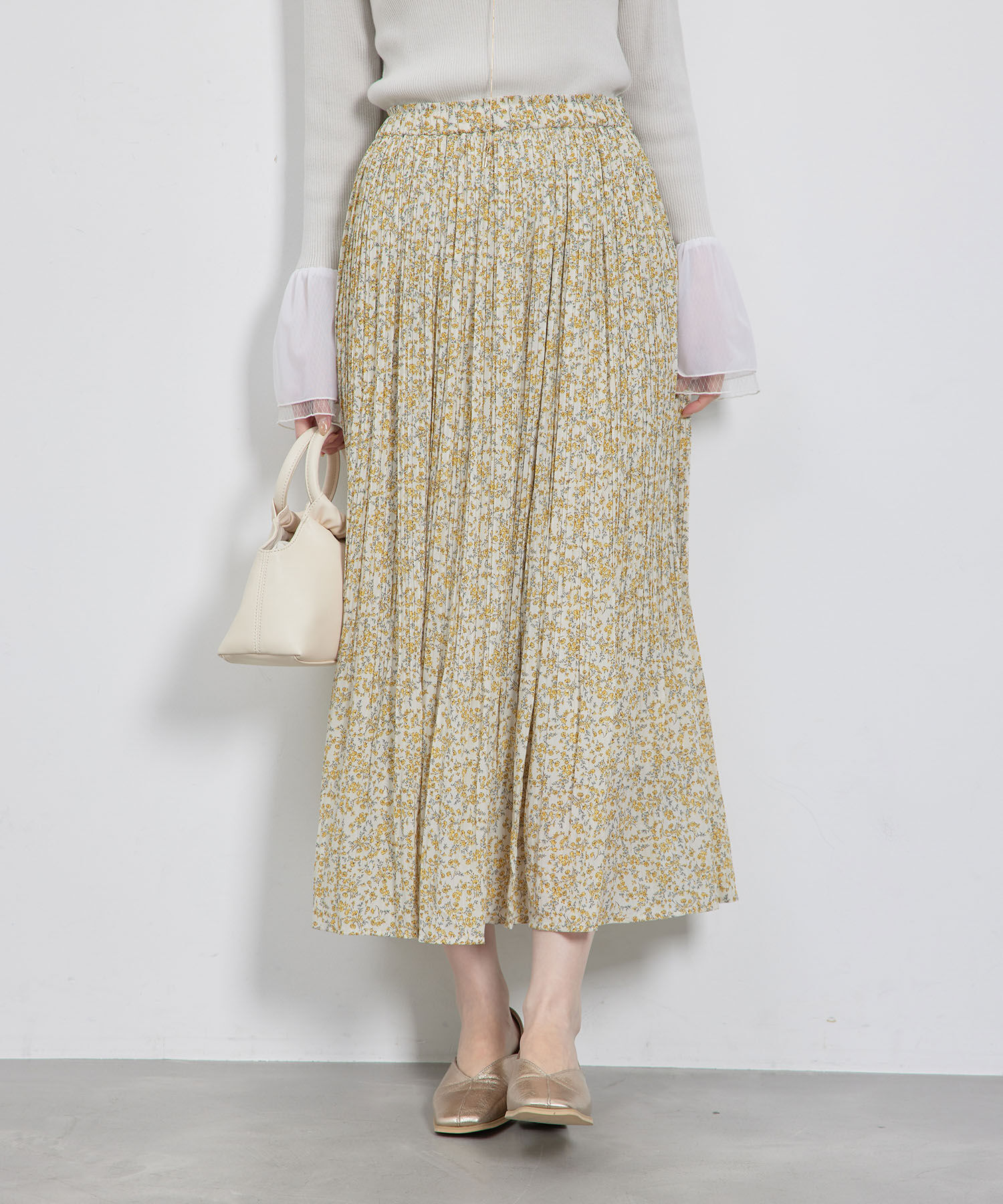 Rope&rsquo;Picnic「【新色追加】着丈が選べるエアリープリーツスカート」|スカート|イエロー系(81)