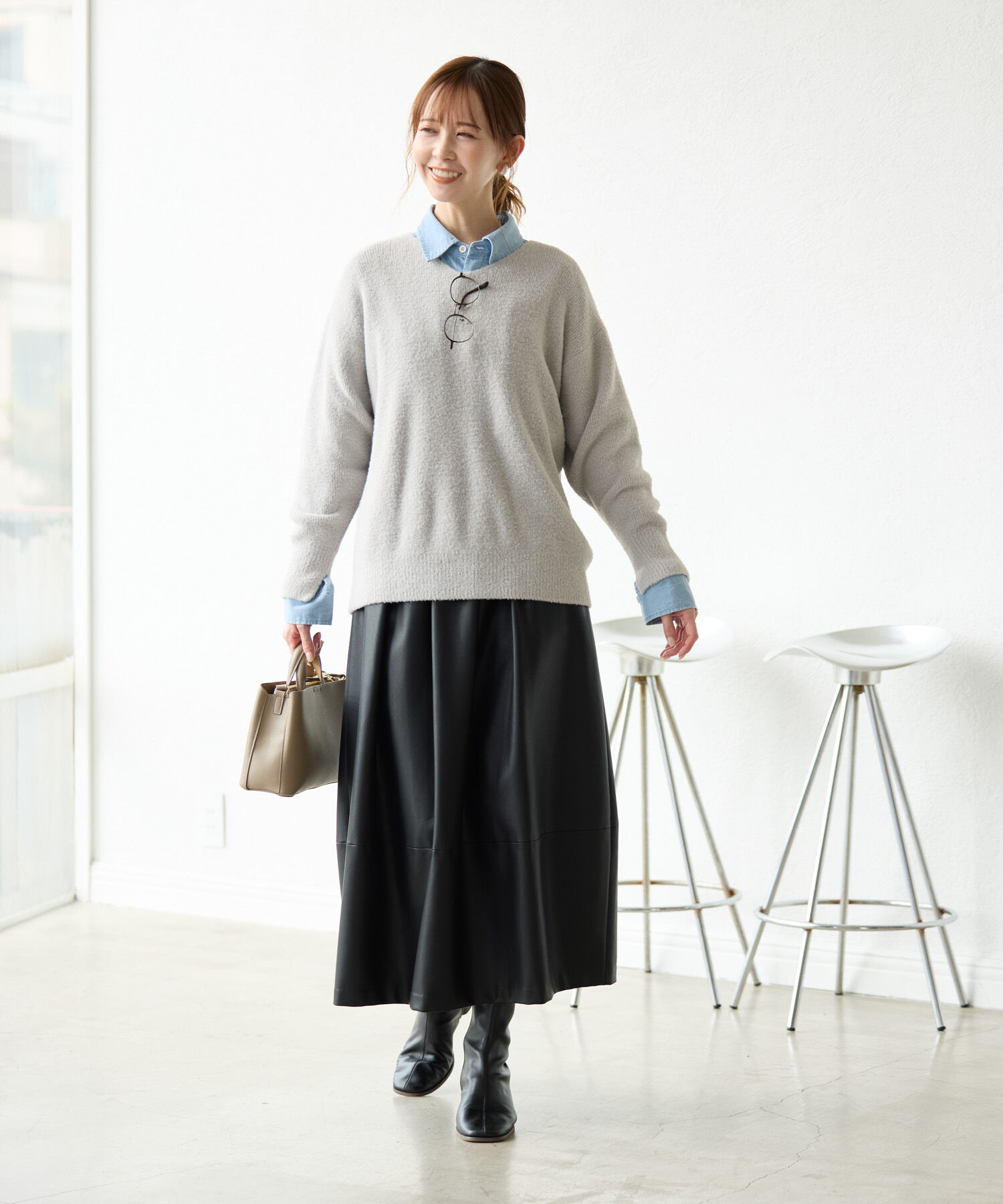 Rope&rsquo;Picnic「【emur/エミュール】シンセティックレザーコクーンスカート」|スカート|