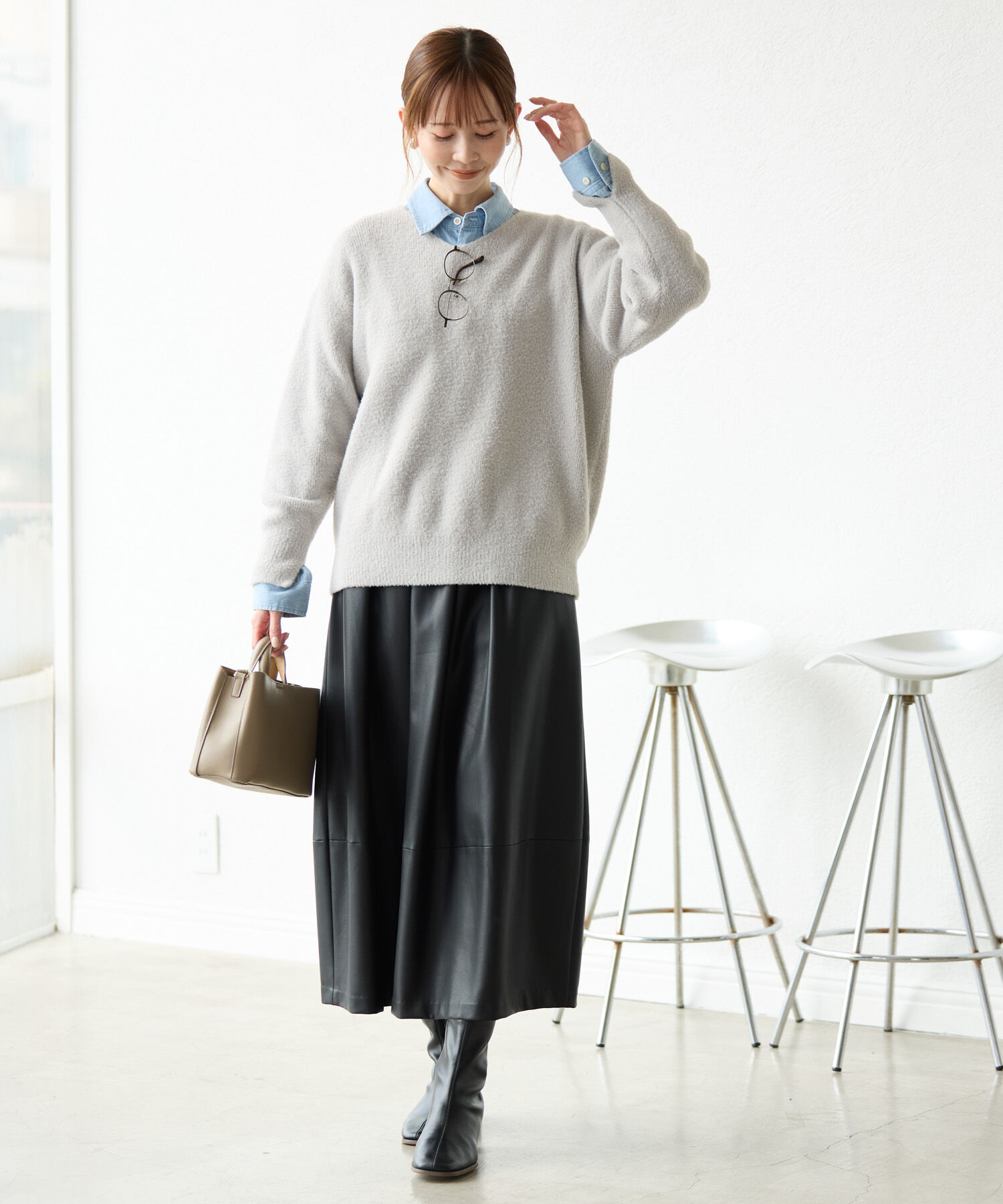 Rope&rsquo;Picnic「【emur/エミュール】シンセティックレザーコクーンスカート」|スカート|