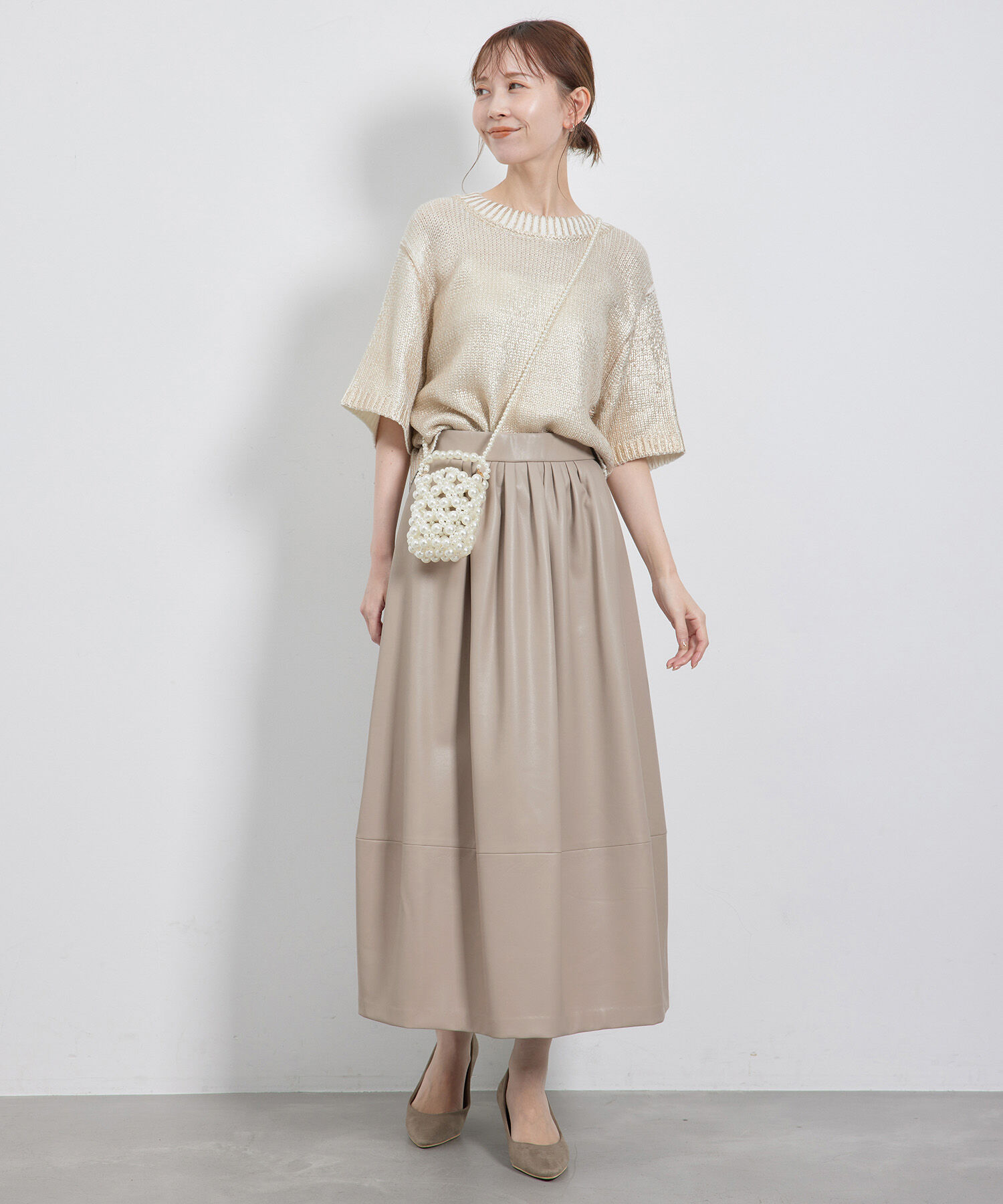 Rope&rsquo;Picnic「【emur/エミュール】シンセティックレザーコクーンスカート」|スカート|