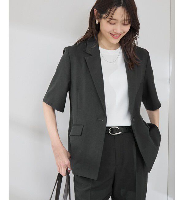 Rope&rsquo;Picnic「【接触冷感・吸水速乾・防シワ】エフォートレスリラックスハーフスリーブジャケット」|テーラードジャケット|