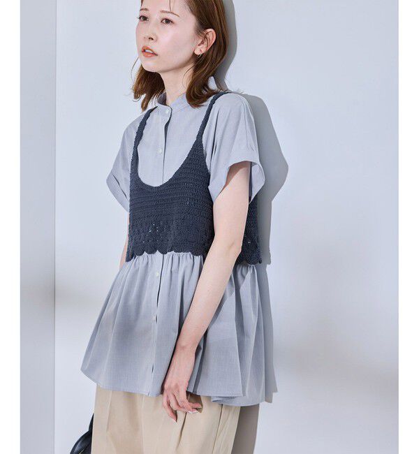 Rope&rsquo;Picnic「【UV対応・防シワ】フレンチペプラムシャツ」|シャツ・ブラウス|