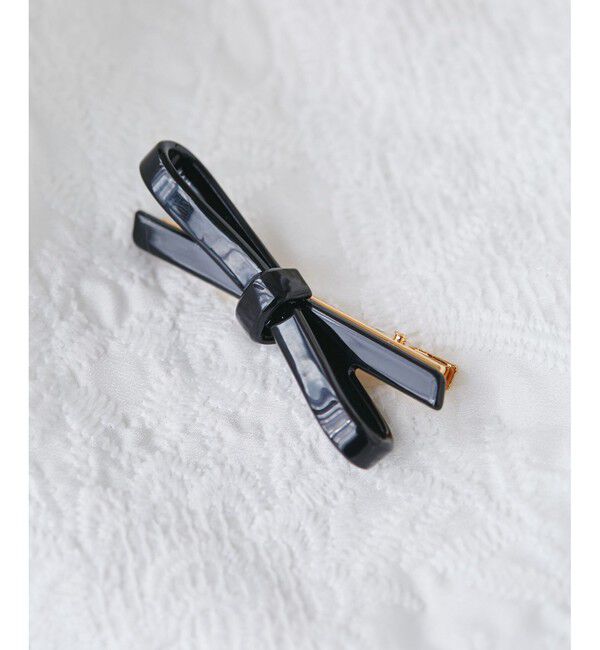 ROPE PICNIC PASSAGE「スリムリボンヘアクリップ」|ヘアバンド|ブラック(01)