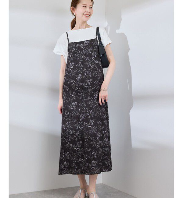 Rope&rsquo;Picnic「【前後2WAY】ガーデンフラワーキャミワンピース/リンクコーデ」|ワンピース|ブラック系(02)