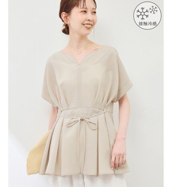 Rope&rsquo;Picnic「【接触冷感】ハートネックペプラムブラウス」|シャツ・ブラウス|ベージュ(27)