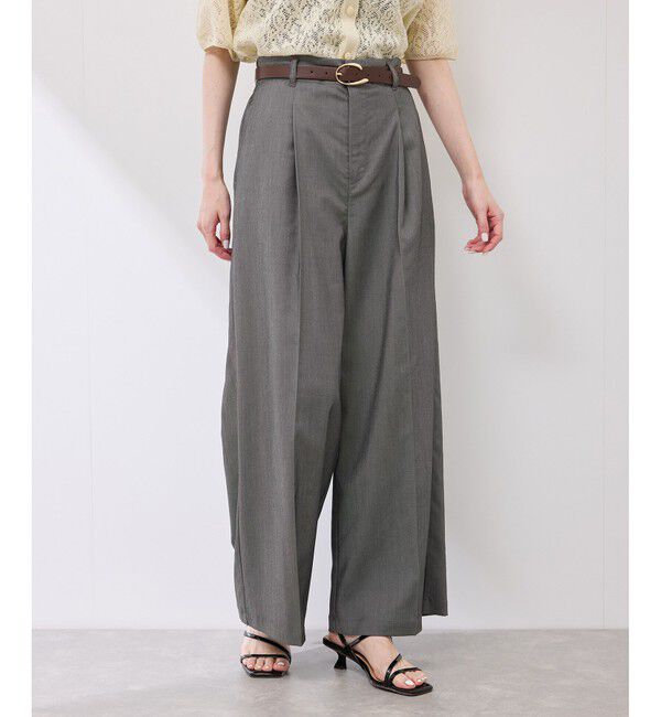 Rope&rsquo;Picnic「テンセルシャンブレータックワイドスラックス/通勤対応」|チノ|