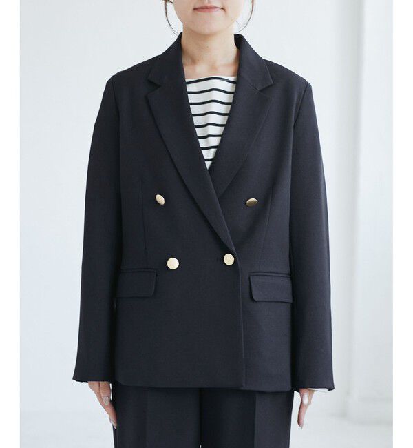 Rope&rsquo;Picnic「【低身長・小柄さんサイズ】レディハンサムシリーズ ウールライク金ボタンジャケット(半裏地)」|テーラードジャケット|