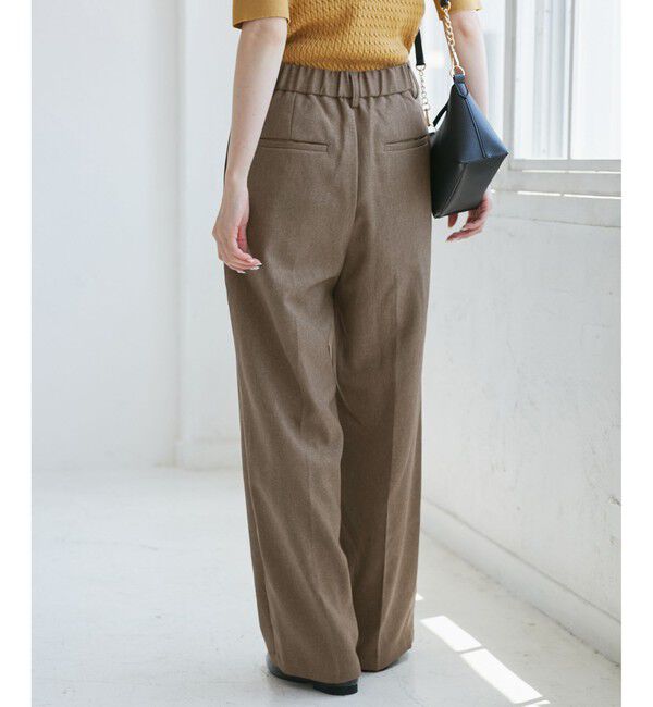 Rope&rsquo;Picnic「【WEB限定・丈長め】レディハンサムシリーズ ウールライクウエストタックセミワイドパンツ」|スラックス|