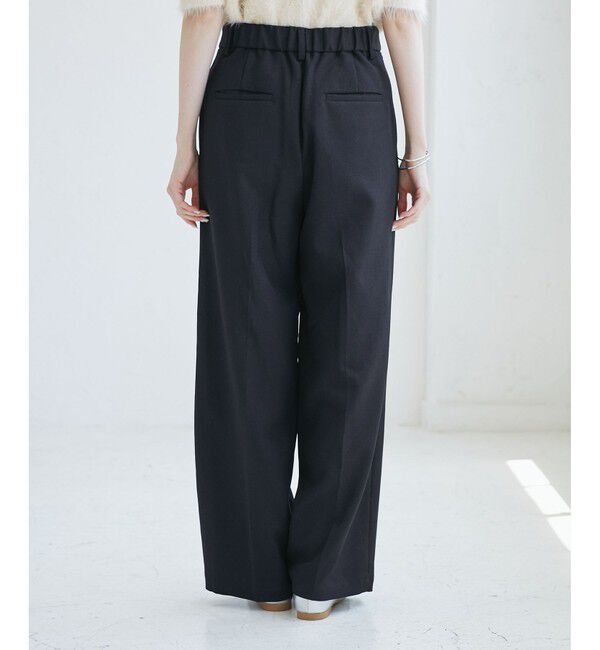 Rope&rsquo;Picnic「【WEB限定・丈長め】レディハンサムシリーズ ウールライクウエストタックセミワイドパンツ」|スラックス|