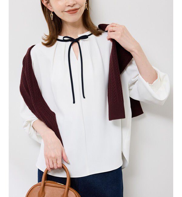 Rope&rsquo;Picnic「【前後2WAY】【WEB限定カラー】配色リボンブラウス/通勤対応」|シャツ・ブラウス|