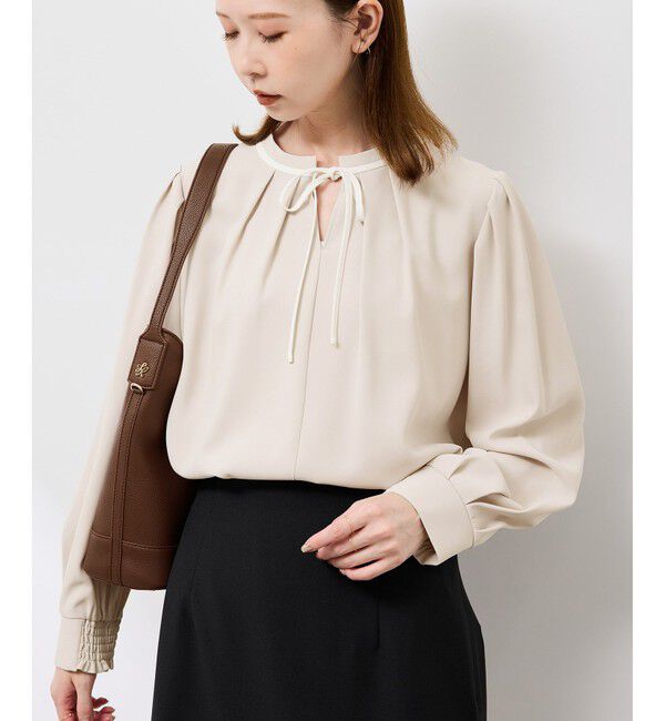 Rope&rsquo;Picnic「【前後2WAY】【WEB限定カラー】配色リボンブラウス/通勤対応」|シャツ・ブラウス|