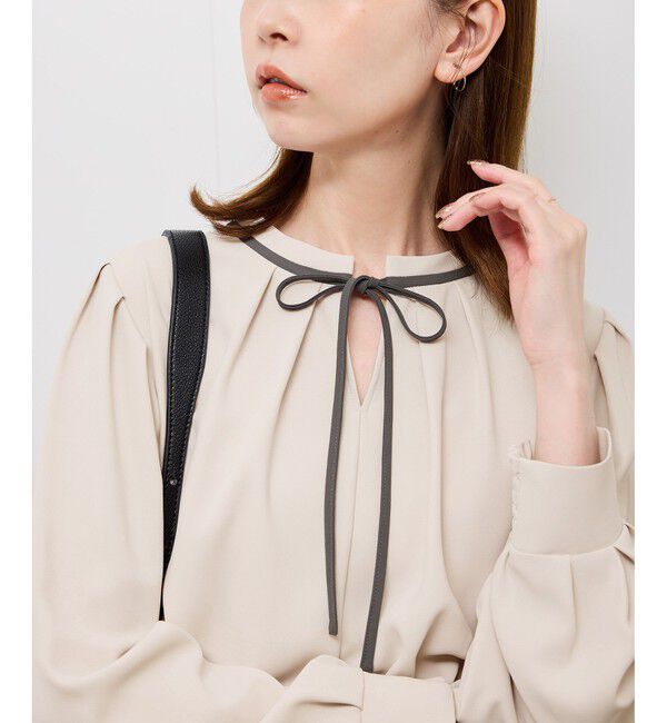 Rope&rsquo;Picnic「【前後2WAY】【WEB限定カラー】配色リボンブラウス/通勤対応」|シャツ・ブラウス|