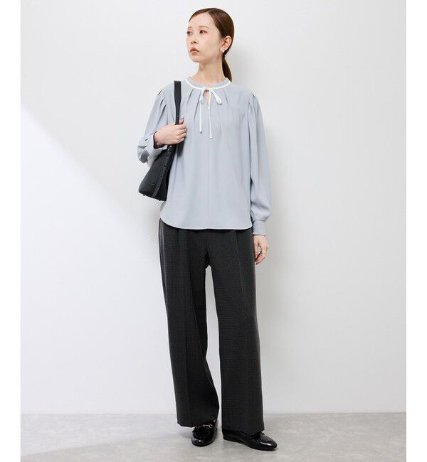 Rope&rsquo;Picnic「【前後2WAY】【WEB限定カラー】配色リボンブラウス/通勤対応」|シャツ・ブラウス|