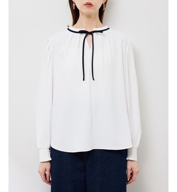 Rope&rsquo;Picnic「【前後2WAY】【WEB限定カラー】配色リボンブラウス/通勤対応」|シャツ・ブラウス|