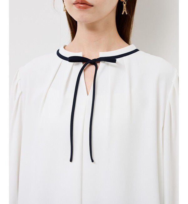Rope&rsquo;Picnic「【前後2WAY】【WEB限定カラー】配色リボンブラウス/通勤対応」|シャツ・ブラウス|