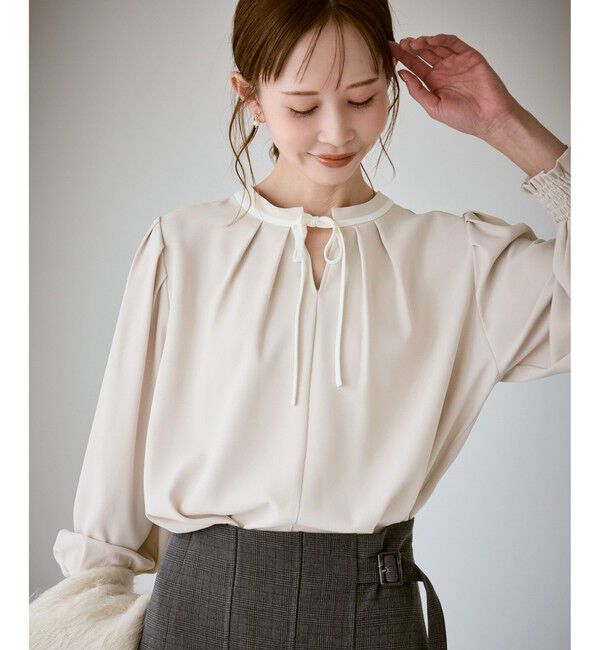 Rope&rsquo;Picnic「【前後2WAY】【WEB限定カラー】配色リボンブラウス/通勤対応」|シャツ・ブラウス|ベージュ系(28)