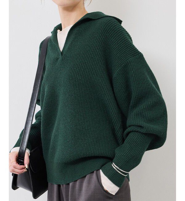 Rope&rsquo;Picnic「スキッパーポロニットプルオーバー/イージーケア」|ニット・セーター|