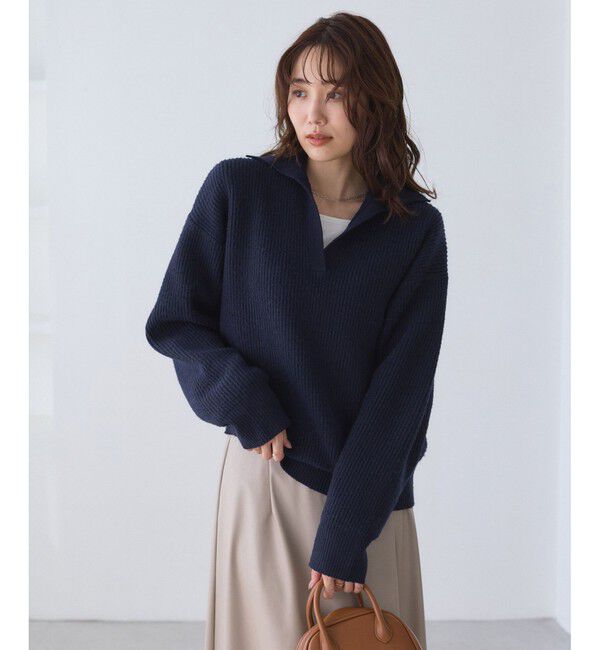 Rope&rsquo;Picnic「スキッパーポロニットプルオーバー/イージーケア」|ニット・セーター|