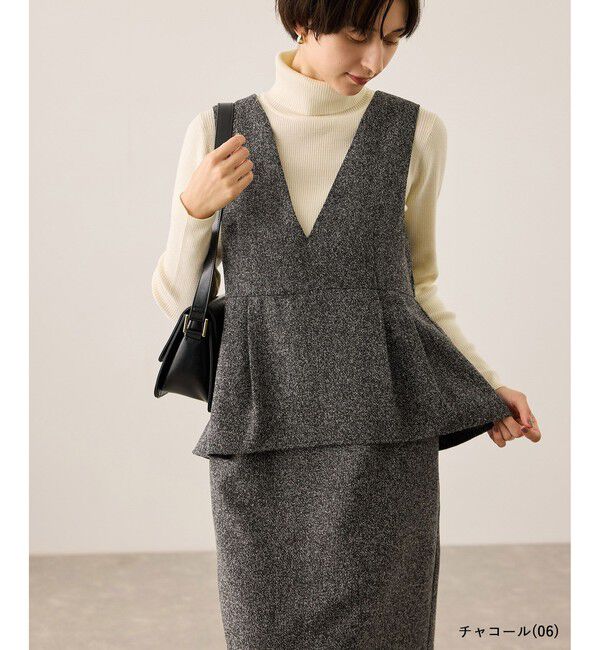 Rope&rsquo;Picnic「【新色追加】レイヤード風ペプラムジャンパースカート」|ワンピース|