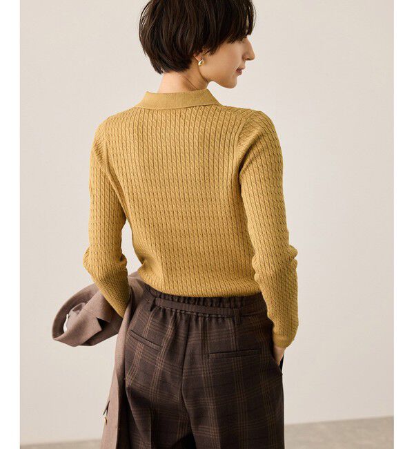 Rope&rsquo;Picnic「ポロカラーミニケーブルニット/イージーケア」|ニット・セーター|