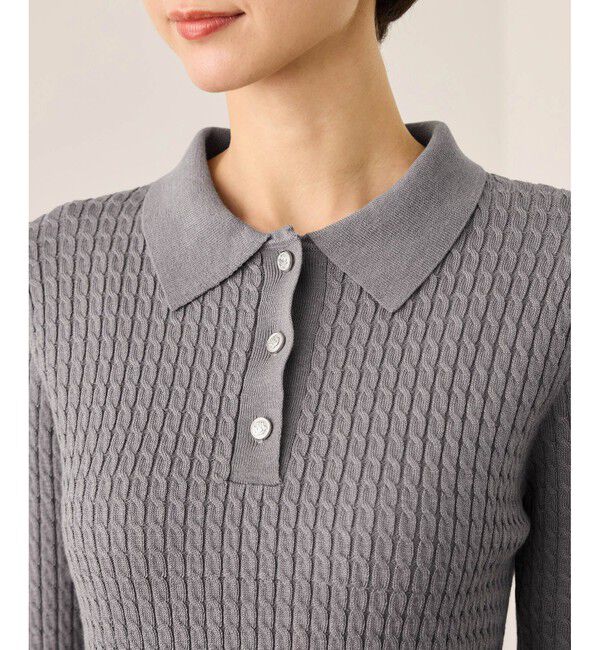 Rope&rsquo;Picnic「ポロカラーミニケーブルニット/イージーケア」|ニット・セーター|