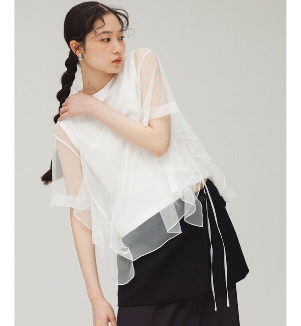 ADAM ET ROPE'「【サステナブル】・【定番人気】ギャザーチュールトップス」|Tシャツ・カットソー|