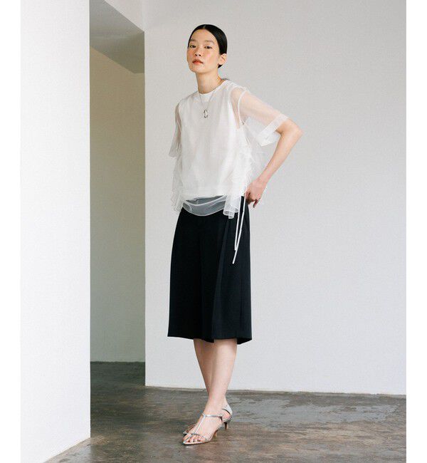 ADAM ET ROPE'「【サステナブル】・【定番人気】ギャザーチュールトップス」|Tシャツ・カットソー|