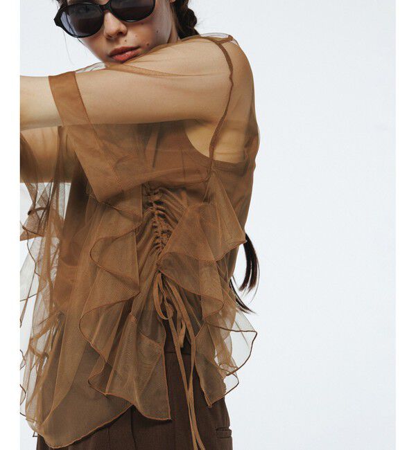 ADAM ET ROPE'「【サステナブル】・【定番人気】ギャザーチュールトップス」|Tシャツ・カットソー|