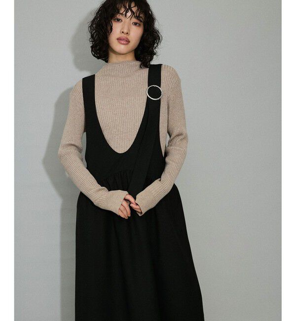 ADAM ET ROPE'「【WEB限定】ディープネックAラインワンピース」|ワンピース|