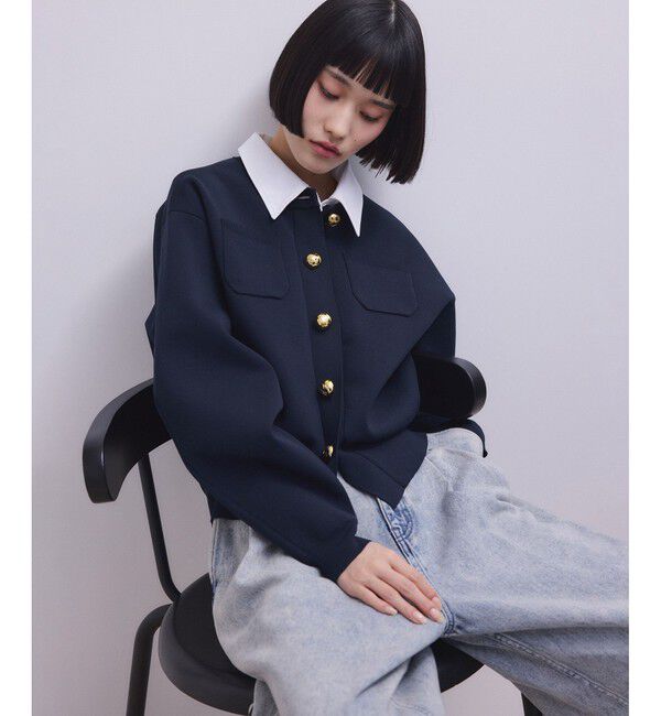 ADAM ET ROPE'「【WEB限定】・【サステナブル】カラー付きカーディガン」|カーディガン|