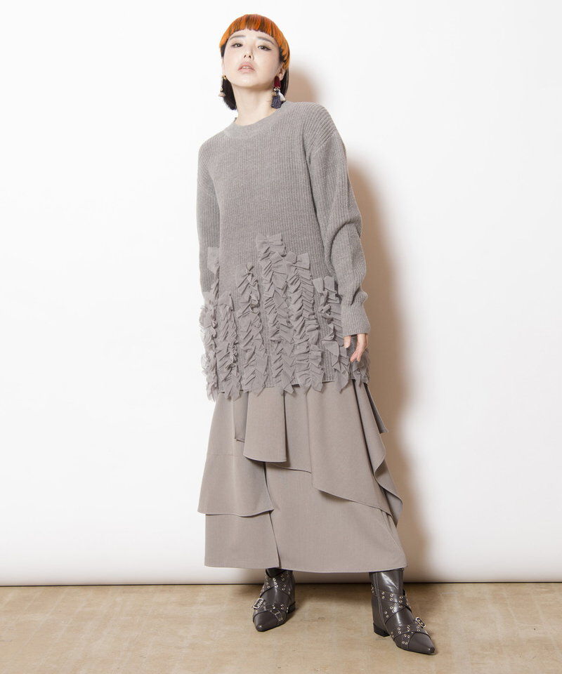  「チュールフリルニットプルオーバー」|ニット・セーター|