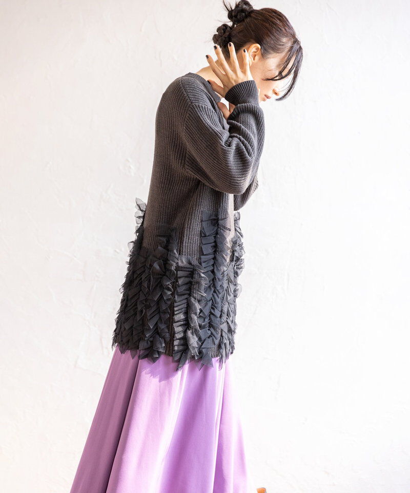  「チュールフリルニットプルオーバー」|ニット・セーター|