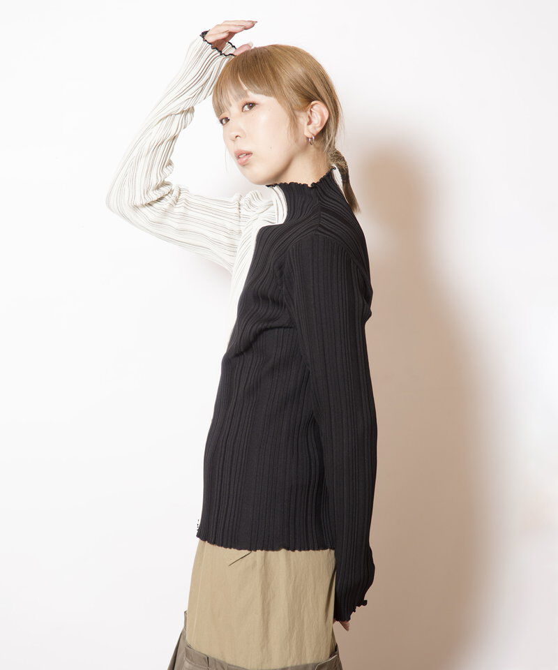  「シアー切替ニットプルオーバー」|ニット・セーター|
