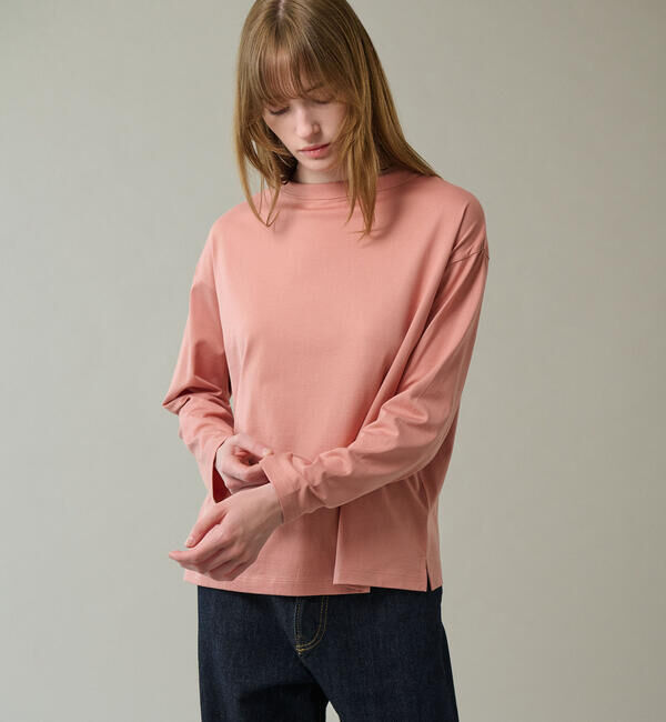 handvaerk「handvaerk | 60/2 ボトルネック長袖Tシャツ WOMEN」|Tシャツ・カットソー|PINK系1