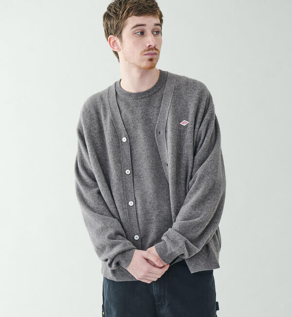 DANTON「DANTON | ラムウール Vネックニットカーディガン MEN」|ニット・セーター|DKGREY