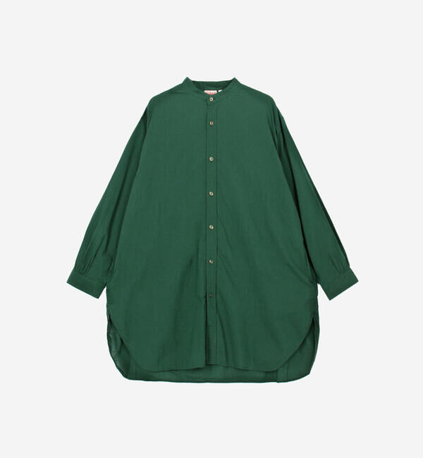  「INDIA INDUSTRY | コットンローン 長袖バンドカラーシャツ WOMEN」|シャツ・ブラウス|DKGREEN