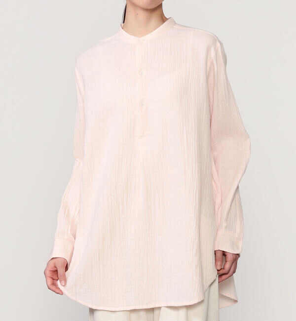  「INDIA INDUSTRY | ダブルガーゼ 長袖バンドカラーシャツ WOMEN」|シャツ・ブラウス|PINK