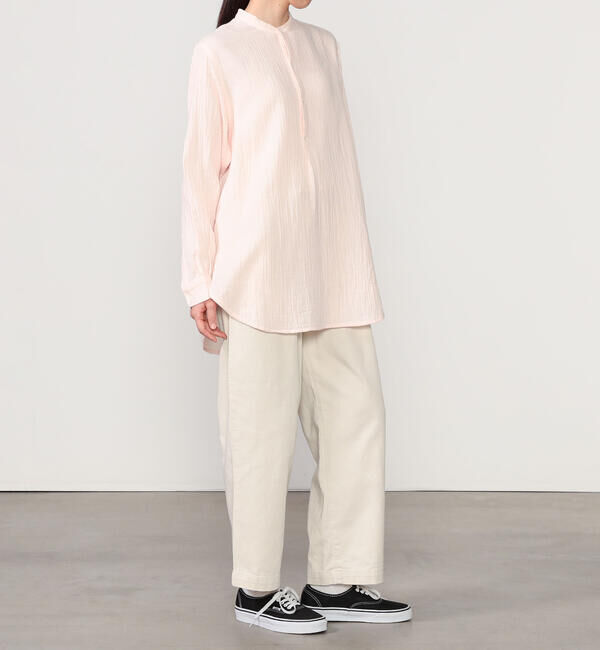  「INDIA INDUSTRY | ダブルガーゼ 長袖バンドカラーシャツ WOMEN」|シャツ・ブラウス|