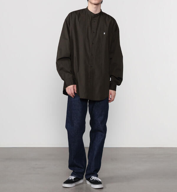 GYMPHLEX「Gymphlex | バンドカラー長袖シャツ SOLID MEN」|シャツ・ブラウス|