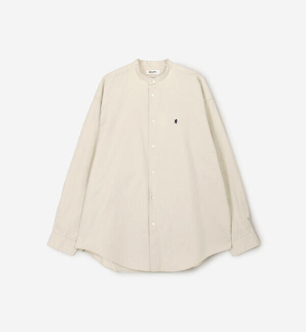 GYMPHLEX「Gymphlex | バンドカラー長袖シャツ SOLID MEN」|シャツ・ブラウス|BEIGE系1