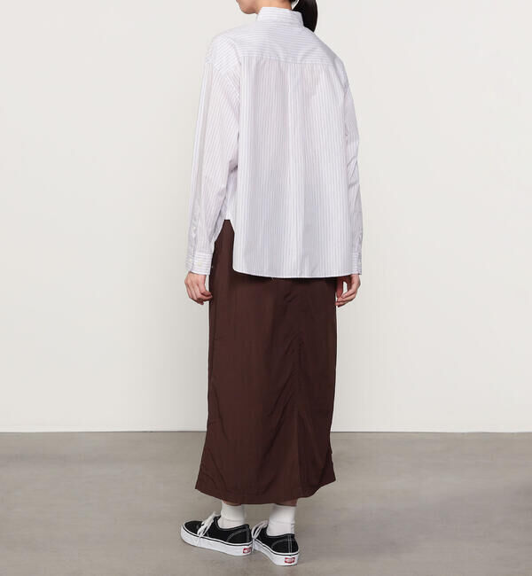 GYMPHLEX「Gymphlex | コットンストライプ ショートボタンダウン長袖シャツ PINK WOMEN」|シャツ・ブラウス|