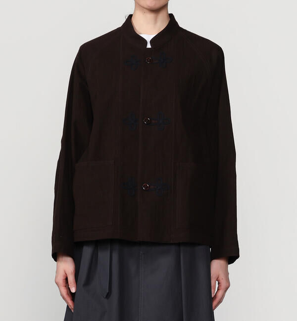  「HAVERSACK | コットンフランネル スタンドカラージャケット WOMEN」|テーラードジャケット|