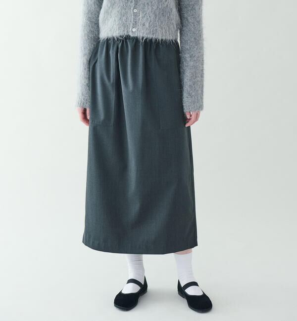  「nicholson & nicholson | ストレッチウール ロングスカート WOMEN」|スカート|CHARCOAL